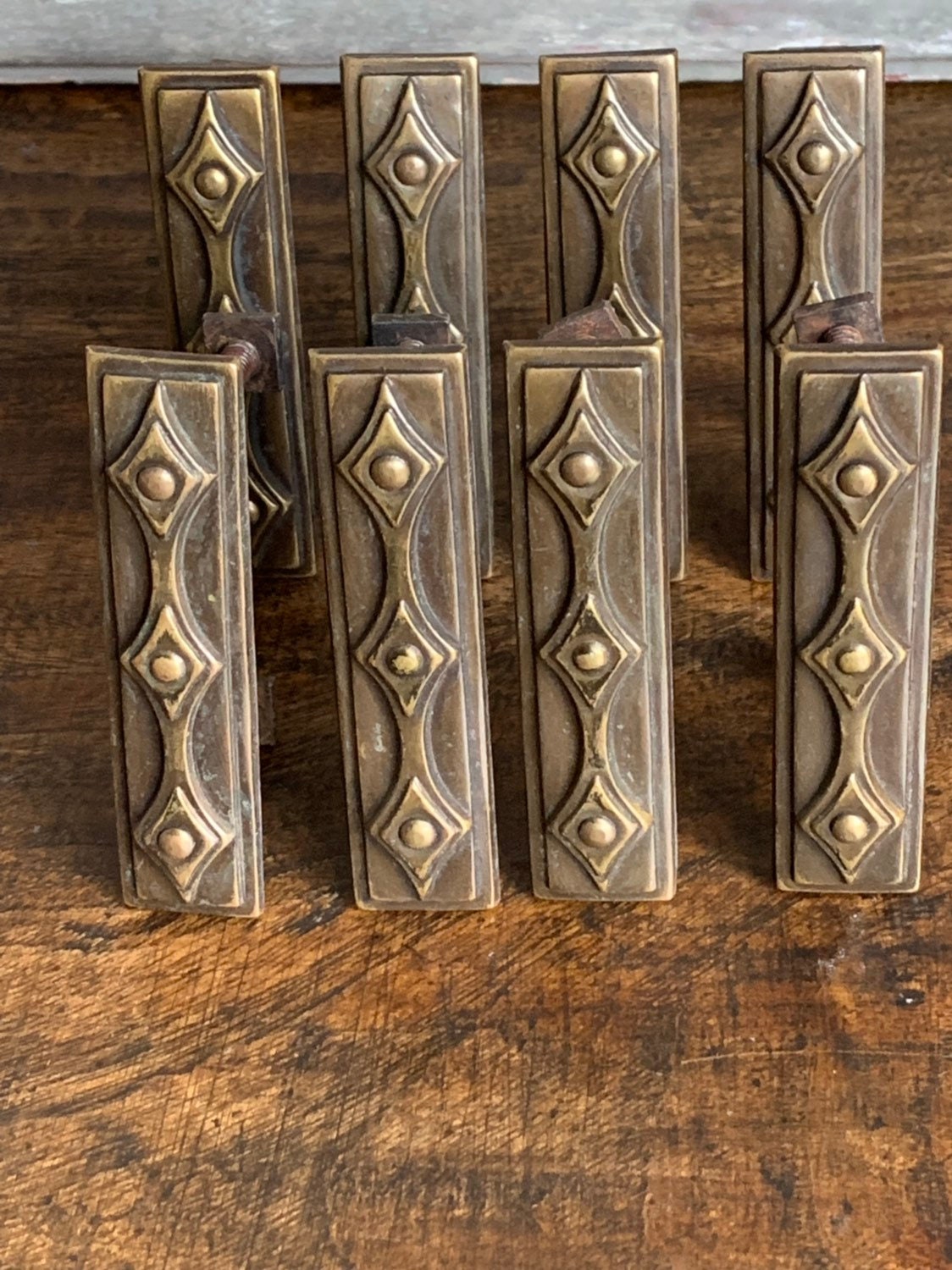 Set Of 8 Wonderful Original Art Deco Drawer Handles