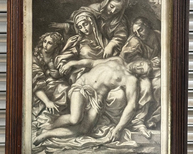 Antique 19th Century Copper Engraving After Carlo Maratti Depicting Christ