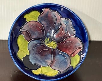 Beautiful William Moorcroft Clematis Shallow Footed Bowl/Pin Dish - Perfect Gift