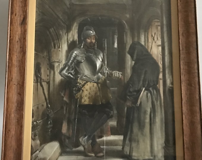 Fabulous 19th Century Hand Painted Lithograph Titled 'The Payment'