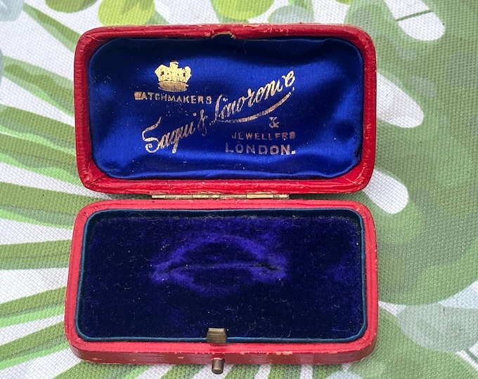 Antique Leather Saqui & Lawrence Of London Jewellery Brooch Presentation Box