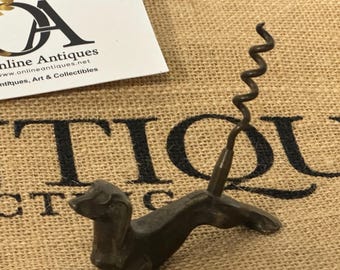 Vintage corkscrew Dog, Dachshund, Metal bottle opener, Barware