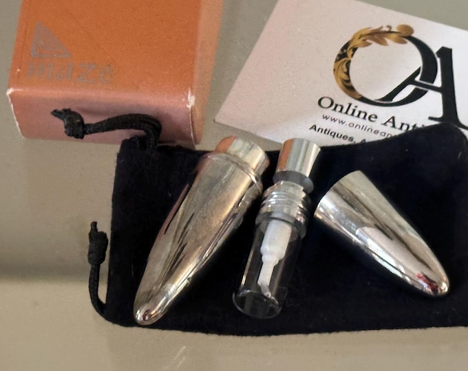 Vintage Maze Chrome Airship Shaped Portable Perfume Atomiser with Pouch & Box