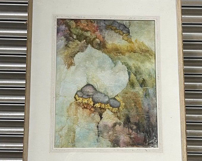 Mid Century Original Abstract Artwork Watercolour By H Wilson Wollett 1966.