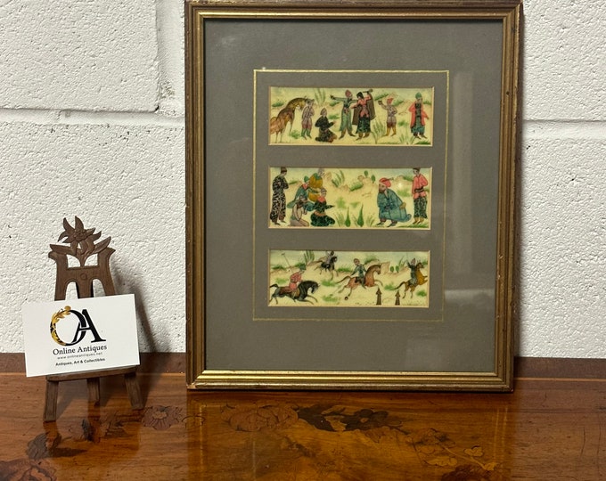 Vintage Gilt Framed and Glazed Chinese Miniature Panel Paintings