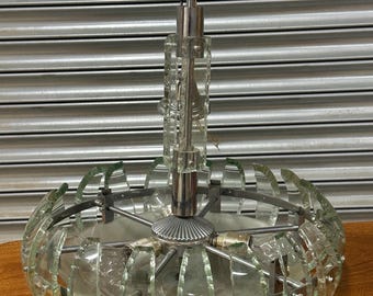 1950s Italian Glass Chandelier in the style of Fontana Arte and Pietro Chiesa