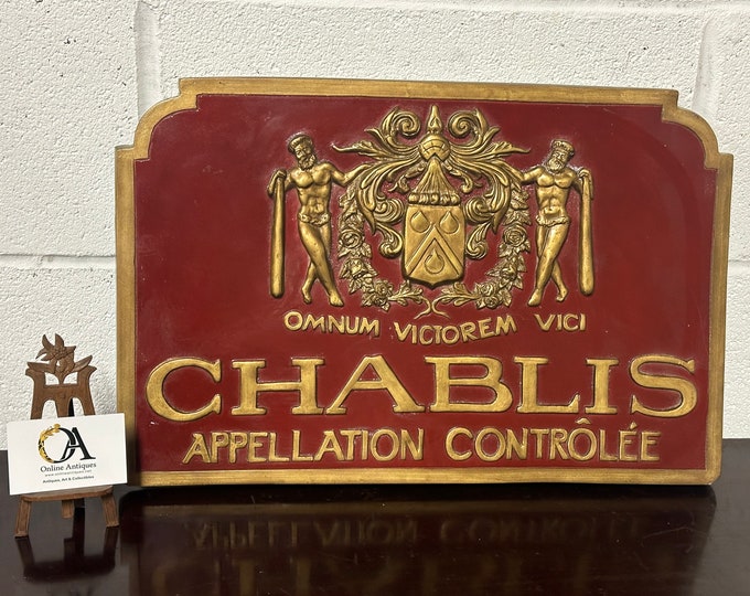 Lovely Vintage French Chablis Lacquered Sign or Plaque