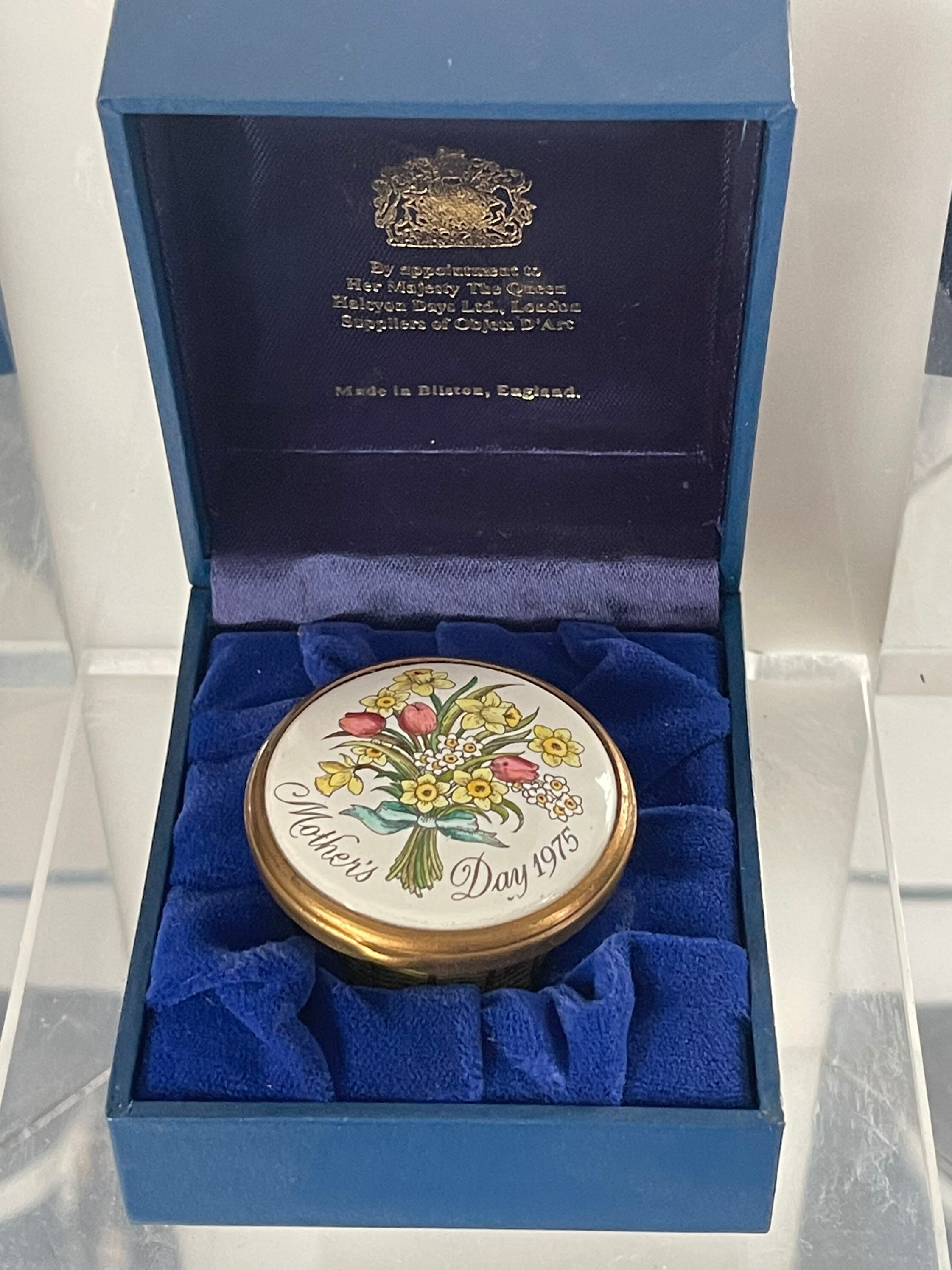 Rare Halcyon Days Enamels Bilston & Battersea Mother's Day 1975 Trinket