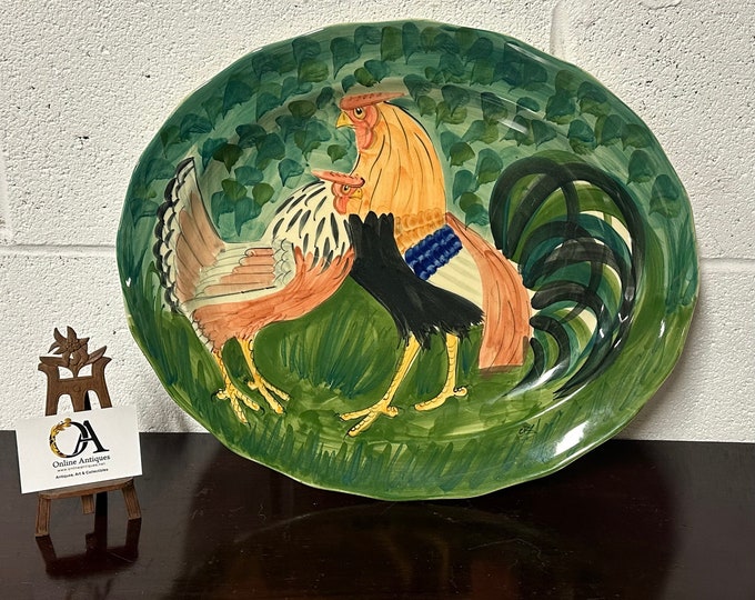 Oxney Green Studio Pottery Two Cockerels Platter/Charger - Designed by Steve Duffy