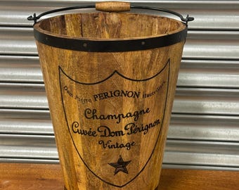 Stylish Wooden Dom Pérignon Champagne Ice Bucket – Vintage Style Barware