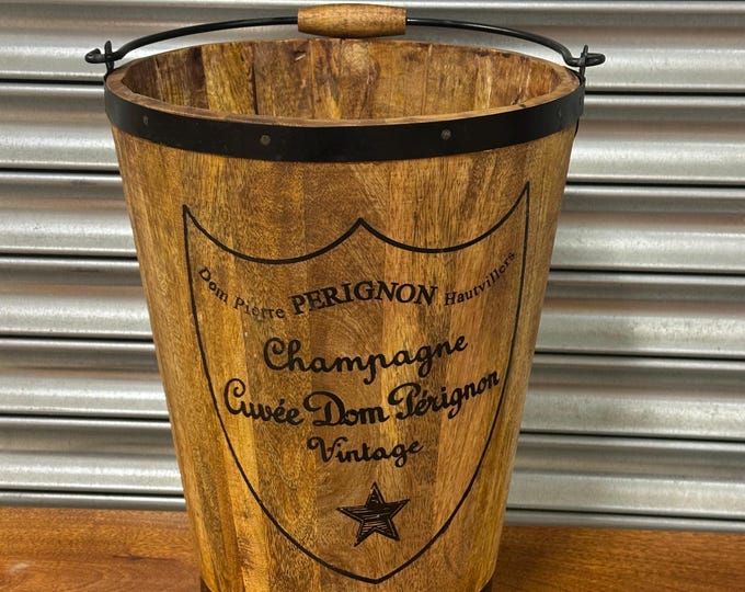 Stylish Wooden Dom Pérignon Champagne Ice Bucket – Vintage Style Barware