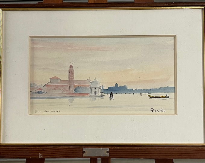 Original Watercolour Titled ‘Venice - San Michele’ By The Artist Philippe Bon.