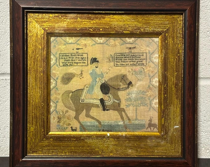 Lovely Framed And Glazed Print Of Washington After the rare Caroline Hite Sampler