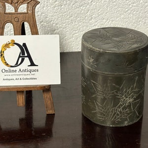 Antique Chinese E Wo Loong Kee Pewter ‘Bamboo’ Tea Caddy