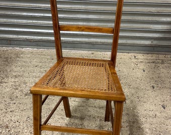Antique Edwardian Cane Seat String Inlaid Occasional Side Hall Chair