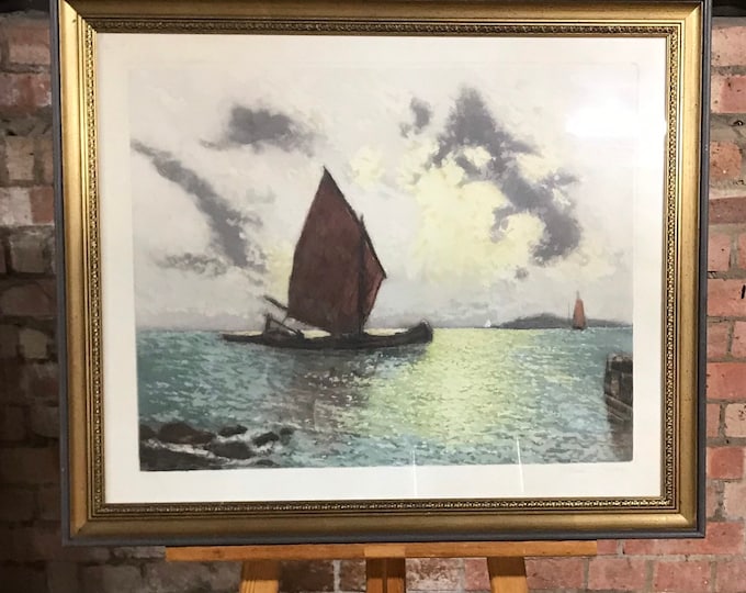 A Limited Edition Coloured Seascape Etching By Heran Chaban 232/350