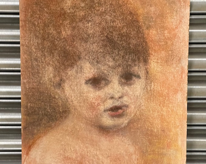 Wonderful Large Vintage Child Portrait In Pastel On Board Circa 1930’s