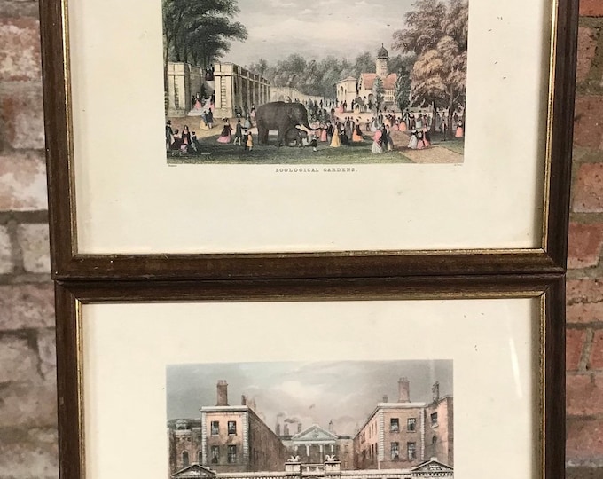 Pair Of Coloured Engravings ‘The Admiralty’ & ‘Zoological Gardens’ circa 1850