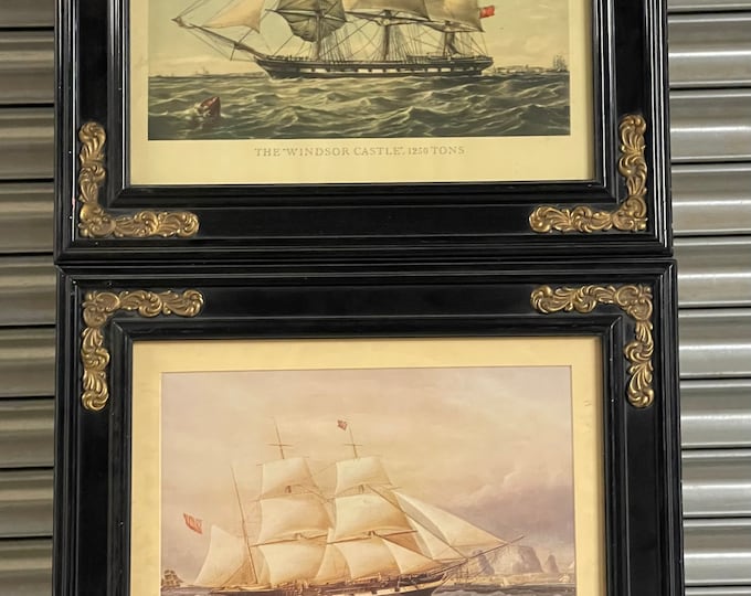 Pair Of Vintage Seascape Ship Prints One Being The Windsor Castle and the other one is not titled