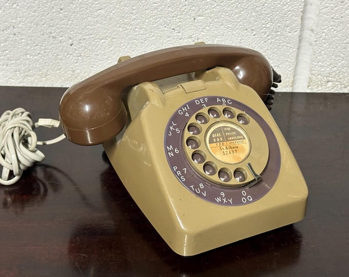 Vintage Retro GPO 706 Two Tone Brown Rotary Dial Telephone - St Albans 32407