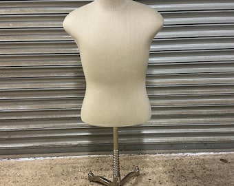 Vintage Beige Tailor’s Mannequin / Dress Form on Adjustable Metal Stand