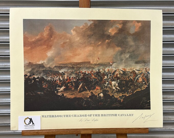 Waterloo: The Charge of the British Cavalry' by Denis Dighton, signed by the Marquess of Anglesey