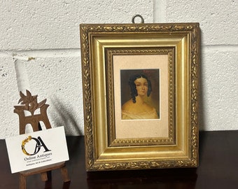 Antique Portrait Oil Painting: Young Woman, Gilt Frame, 1800, by T Jansen