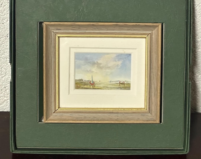 Original Miniature Watercolour Titled Bright Beach By Artist David Weston