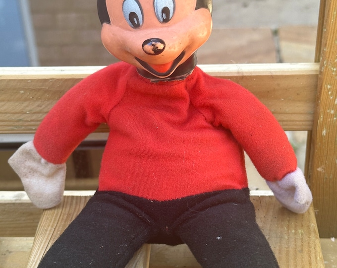 Vintage Mickey Mouse Toy Rubber Head Soft Body 26cm Disney Collectors Circa 1960’s