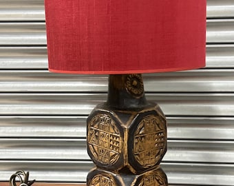 Vintage Table Lamp, English, Ceramic, After Bernard Rooke Brutalist Style
