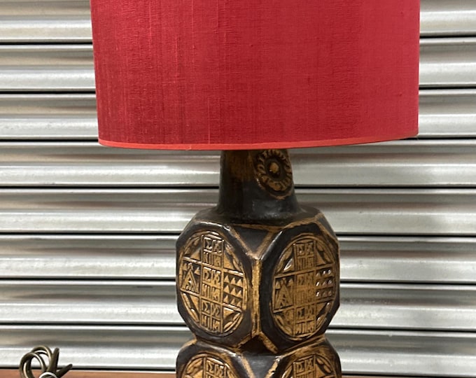 Vintage Table Lamp, English, Ceramic, After Bernard Rooke Brutalist Style