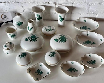 Augarten Wien Maria Theresia Green Rose Porcelain Set – 16 Pieces – Austrian Fine China