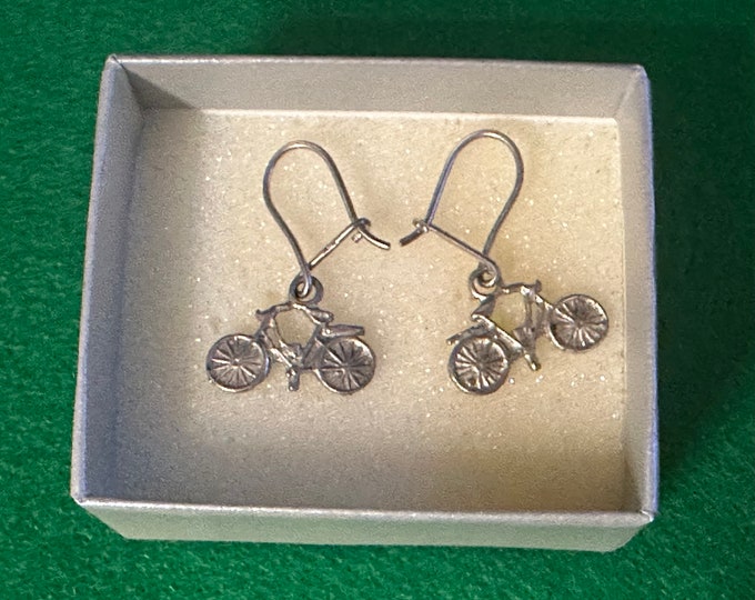 Beautiful Pair Of Vintage Hallmarked Silver Bicycle Drop Earrings