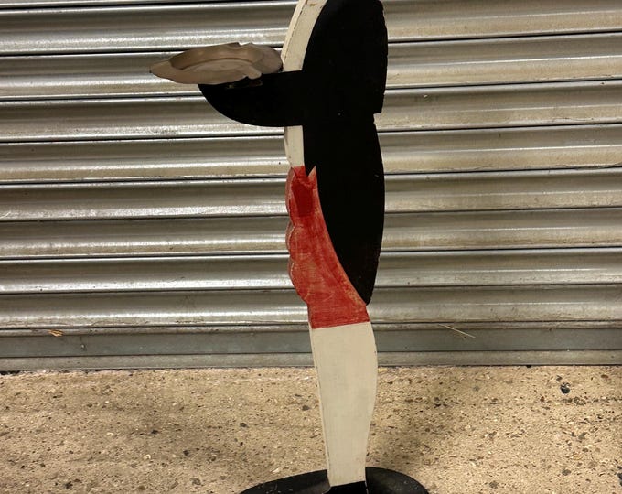 Vintage Wooden Black Butler Figure Ashtray / Shop Restaurant Display Stand