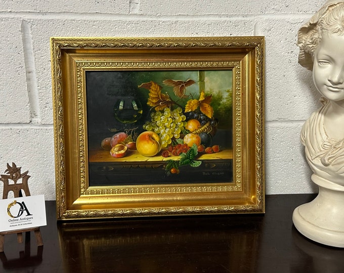 Beautiful Still Life Of Fruit Oil Painting On Board By Bob Elgas