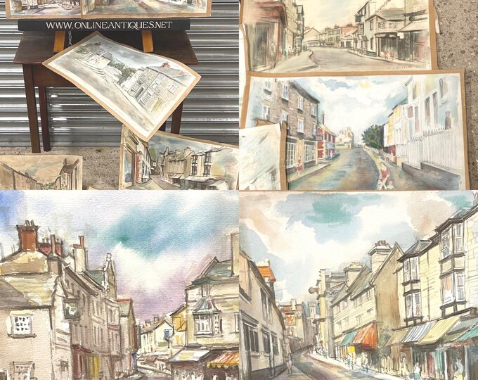 Selection Of 9 Original 1970’s Watercolours By R Russell Looks To Be The Lake District Area, Possibly Hawkshead