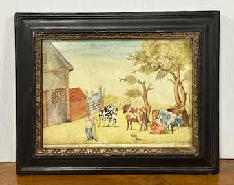 William Stocks (early 19th century) Watercolour. Circa Early 1800’s - Farmyard Scene