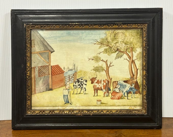 William Stocks (early 19th century) Watercolour. Circa Early 1800’s - Farmyard Scene