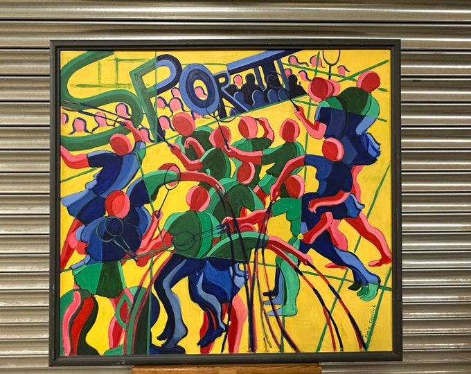 Large Original Oil on Board Titled Sport by the Artist Josie Capstick (1932-1938)