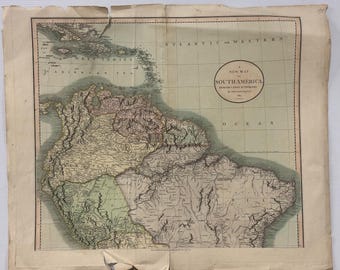 Rare John Cary Map 1807 - New Map Of South America , dated 1807