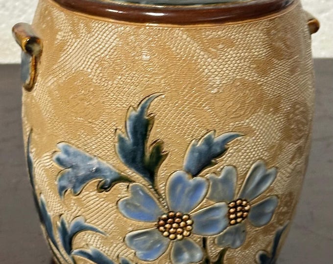 Beautiful Art Nouveau c1890’s Doulton Lambeth Tobacco Jar by Eliza Simmance (A/F)
