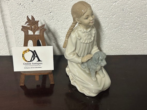 Beautiful NAO by Lladro 'kneeling Girl With Puppy' Figurine - Etsy