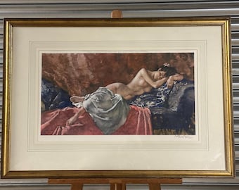 Sir William Russell Flint limited edition print 'Reclining Nude II'. Signed in pencil to margin