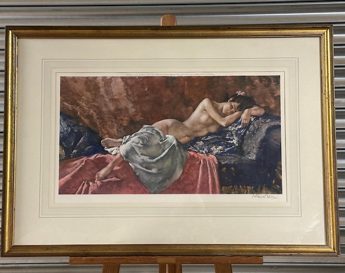 Sir William Russell Flint limited edition print 'Reclining Nude II'. Signed in pencil to margin