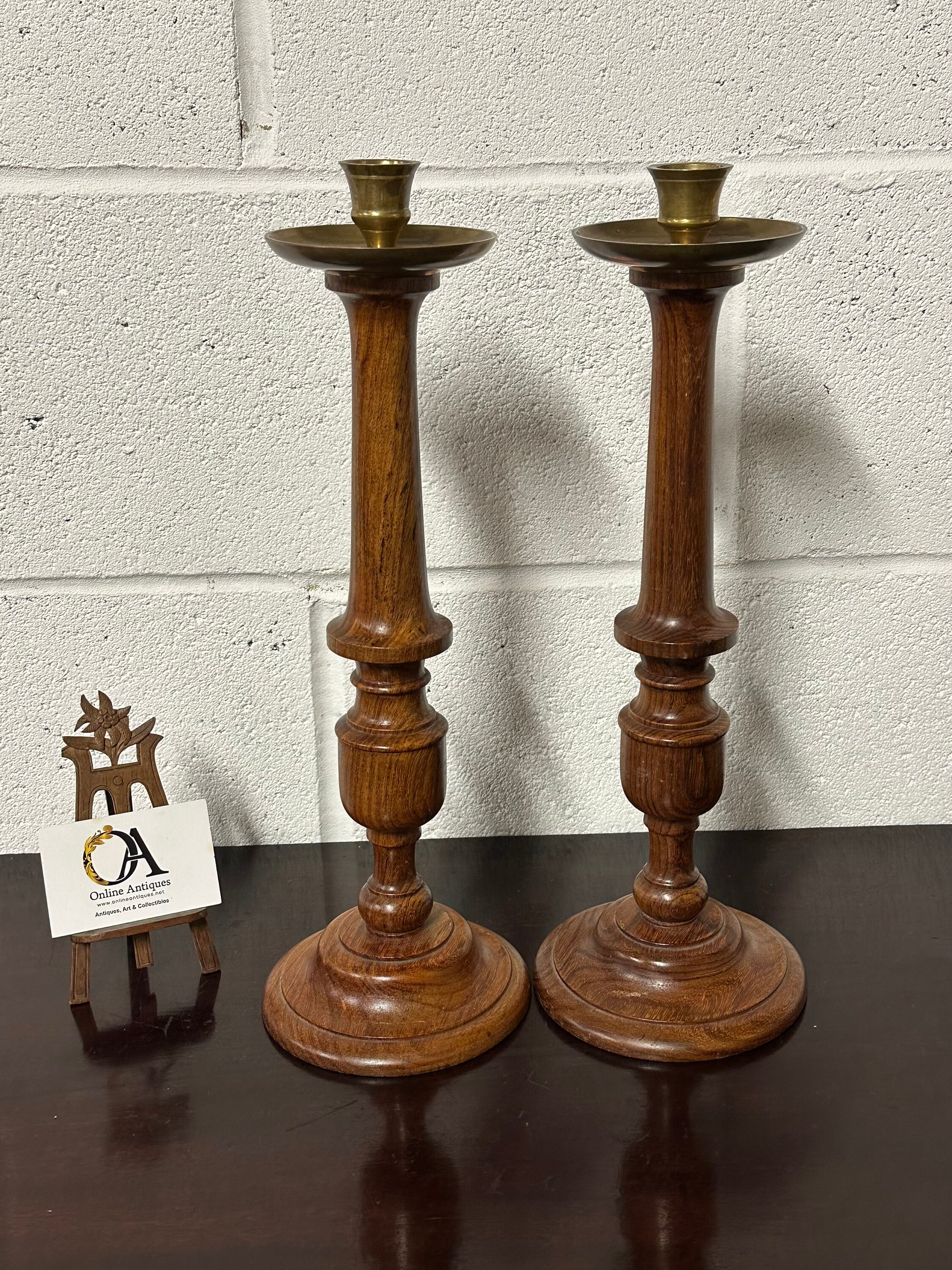 Pair of Vintage Beautifully Turned Candle Holders / Candlesticks
