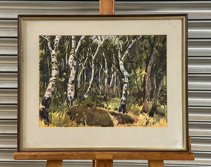 Vintage Watercolour of a Woodland Scene by Edward J Rawlins