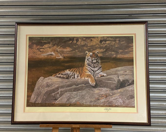 Large Framed And Glazed Print Of A Tiger By Anthony Gibbs Limited EDT 530/1500 Signed by Artist