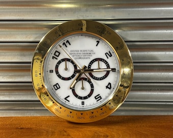 Large Cosmograph Daytona Style Wall / Desk Clock – Gold Tone Bezel