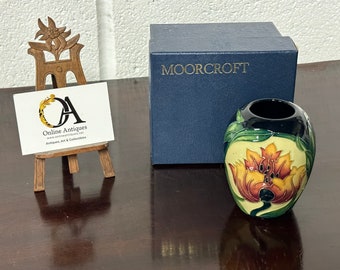 Beautiful Small William Moorcroft Vase With Flower Decoration 2005 With Box