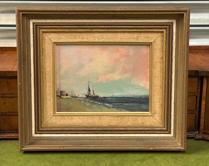 Thomas McArthur Oil Painting Seascape Boats Coastal Scene Framed British Artist